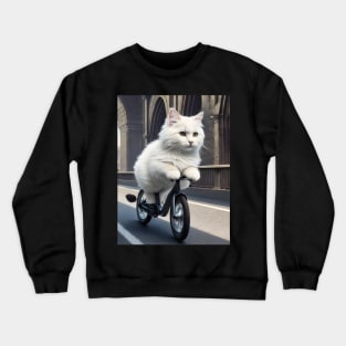 Cat on a Bicycle Crewneck Sweatshirt